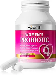 Probiotiques pour les femmes, 50 milliards UFC, 15 souches uniques pour les femmes extrait de canneberge et D-mannose, promouvoir la santé intestinale PH équilibre probiotiques vaginaux pour la santé digestive - 30 capsules