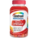 Centrum MultiGommies Omega 3 Multivitamine Gummy pour adultes, Supplément multivitamine/multiminéral, Fraise/Lémon/arômes d'orange - 100 Comte