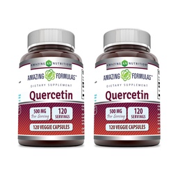 Formules étonnantes Quercetin 500mg Gélules Veggie Supplément (non-OGM) Sans gluten (120 Count)