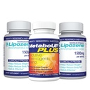 Lipozène pilules de perte de poids 2 bouteilles avec 30 capsules chacune avec un 30 compte bouteille MetaboUp Plus