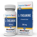 Source supérieure L-Theanine 200 mg - Supplément de soutien à la santé du cerveau pour les adultes - La formule de supplément aide à mieux dormir et à améliorer l'énergie quotidienne - soutient la concentration naturellement - 100 comprimés dissous instantanément