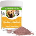 Uniquement la poudre d'antioxydant pour chiens et chats pour le bien-être des canneberges - Supplément de poudre de baies nutritives pour la santé urinaire avec vitamine C - 110 portions