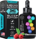 Melatonine liquide pour les adultes et les enfants - 3mg Melatonine liquide sublinguale pour les enfants et les adultes - Sleep Fast Liposomal Drops - Aide au sommeil naturel aux framboises - 60ml