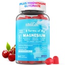 Magnésium Gommies 400mg.com en 8 formes de magnésium Glycinate, Malate, Citrate, Taurate, Oxyde, et plus encore avec extrait Ashwagandha, D3 & B12 Supports pour calme, Zzz, Mood, Crampe musculaire - Vegan 60 Cts