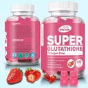 Super glutathion Collagen Glow Gummies,Glutathion soin de la peau - Éblouissement de la peau - Gummies Collagen - Anti-Aging L-Glutathion - Collagène marin et vitamines