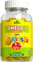 ALFA VITAMINS Omega 3 Gummies enfants, soutient le développement du cerveau, la santé cardiaque et la vision, facile à mâcher, supplément Omega 3 pour les enfants, orange aromatisé, sans goût de poisson, 3 Gummies par jour, 60 Gummies