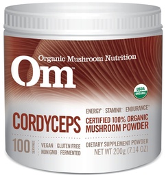 Om Bio Mushroom Superfood Poudre, Cordyceps, 100 portions, supplément de soutien énergétique et d'endurance, 7.05 Ounce (paquet de 1)