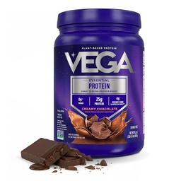 Protéines essentielles originales de Vega - 25g Protéines végétales, Chocolat crémeux, 10 portions, Mélange végétalien de boissons non-OGM, Smoothie et Shake Ready, sans gluten, sans lait, 16.2oz (paquetage mai Vary)