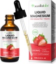 Magnésium Glycinat liquide,Liquide Magnésium 1000Mg, Gouttes de magnésium,Liquide supplément de magnésium,avec fibre de cellulose, Vitamine B6, C, D, Zinc, Santé digestive,Promousses Relaxation,Pas de sucre,2 Fl Oz
