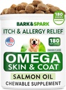 BARK&SPARK Oméga 3 pour les chiens - 160 Treats d'huile de poisson pour les chiens - Supplément de peau et de manteau - Acide gras de l'EPA et DHA - Huile de saumon de Canine - Anchovy