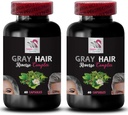 Pigmentation des cheveux - Gris Inverser les cheveux - Enhancement de la couleur, Revive Couleur naturelle, Restauration des cheveux, Brilliance des cheveux, Restaurer la vibrance, Solution de soins capillaires, Renouveler la couleur des cheveux 2 bouteilles 120 capsules
