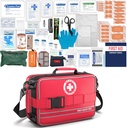 Trousses complètes de premiers soins - trousses de trauma avancées avec compartiments étiquetés, trousses médicales pour les urgences de voiture, de maison, de camping et de plein air -324Ensemble de pièces