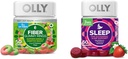Anneaux OLLY Fiber Gummy 50ct & Sleep Gummy 60ct avec Melatonine, L-Theanine, Camomile, Lemon Baume