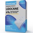 CARELAND 4% Patchs Lidocaine 18 Pcs Imperméable Résistance maximale Back Pain Relief Products Patchs with Strong Adhesive Border, for Neck Knee Nerve Epaule Relief Muscle Relief, Super Sticky