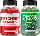 Tart Cherry (90 Gummies) Uric Acid Level Support for Adults - puissant antioxydant avec graines de céleri et support thyroïde (90 Gummies) Ashwaganda & Bladderwrack Support Supplément - Vegan & Made in USA