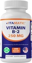 Vitamine Vitamatique B2 (Riboflavine) 250 mg - 200 Capsules Soutenir l'énergie cellulaire et la production de globules rouges