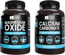 Ingrédients originaux purs Le carbonate de calcium et le mélange d'oxyde de magnésium, 365 capsules chacune, sans remplissage, Alwasy Pure
