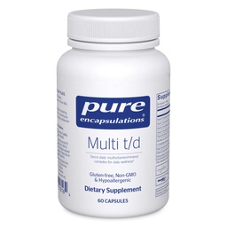 Encapsulations pures Multi T/D - Multivitamines et suppléments minéraux - pour la santé quotidienne, cardiovasculaire et immunitaire* - Riche en vitamines et minéraux - Sans gluten et végétarien - 60 capsules