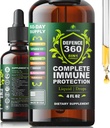 Défense360 Immune Support 8-en-1 Supplément liquide avec vitamine C, D3, zinc, sureau, échinacées, curcuma, gingembre et quinine – Protection immunitaire complète (4 FL OZ)