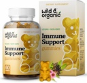 Gummées de soutien immunitaire sauvage et biologique - Elderberry 1000mg & Vitamine C 500mg - Supplément de soutien immunitaire naturel - Gummées d'immunité végétalienne avec vitamine C D Zinc - 60 Compte