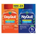 Vicks DayQuil & NyQuil Ultra Concentré Liquicaps Co-Pack, Médecine du rhume et de la grippe, puissant multisymptômes Daytime & Nighttime Relief pour les maux de tête, fièvre, gorge douloureuse, douleurs et douleurs mineures, et Toux, 96ct