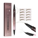 Pudaier 2-en-1 Stylo à sourcils courbés & Eyeliner avec stencils à sourcils 10Pcs, crayon à sourcils microblading, imperméable & longue durée, truffe