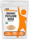 BulkSupplements.com Poudre de musc de Psyllium organique - Poudre de musc de Psyllium pour cuisson, Supplément de fibre - Sans gluten, 1,4g par portion, 500g (1,1 lb) (paquet de 1)