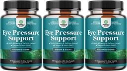 Support de pression oculaire avec extrait de bilberry - Vegan Eye Health Complement for Adults For Ocular Pressure Relief with Safran Ginkgo Niacin and More Vitamines Vision Support (3 Month Supply)