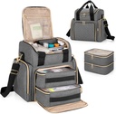 Grand sac de médecine LUXJA avec 2 caisses amovibles, sac de rangement en médecine avec des sections de rangement multiples (convient pour le voyage ou la maison), gris