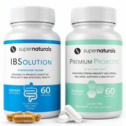 IBSolution Gut Health Bundle - All Natural Gut Health Support & Premium Probiotiques w/ 40 Million CFU pour le soutien des Bowels irréguliers, Bloating, Constipation, Gas, Douleur abdominale - 2 Pack (120 Caps)