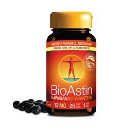 Nutrex Hawaï BioAstin Hawaiian Astaxanthin - 12mg, 25 Softgels - Farm-Direct Supplément antioxydant Premium pour soutenir la santé des yeux, de la peau, des articulations et du système immunitaire - Non-OGM et sans gluten
