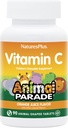 NaturesPlus Parade animale Vitamine C Chewable pour enfants - Saveur naturelle de jus d'orange - 90 comprimés en forme d'animal, boîte de 4 - Végétarien, Végétarien, Sans gluten - 180 portions totales