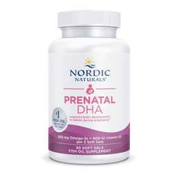 Nordic Naturals Prenatal DHA, non aromatisé - 90 gels mous - 830 mg Oméga-3 + 400 UI Vitamine D3 - Soutien au développement du cerveau chez les bébés pendant la grossesse et l'allaitement - Non-OGM - 45 portions
