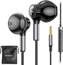 BENEWY Ecouteurs filaires avec micro, écouteurs filaires dans l'oreille, contrôle de volume, basse puissante et audio clair, écouteurs Jack 3,5mm pour iPhone, iPad, ordinateur portable, ordinateur, MP3