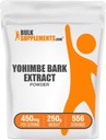 BulkSupplements.com Yohimbe Extract Powder - Yohimbe Extract - Supplément à base de plantes, sans gluten, 450mg par portion, 250g (8,8 oz) (paquet de 1)