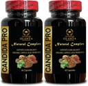 Complexe de soutien Candida - acide caprylique, soutien Candida, désintoxication naturelle Candida, suppléments de santé Gut pour les femmes et les hommes, feuilles de wormwood biologique - 2 bouteilles 120 capsules