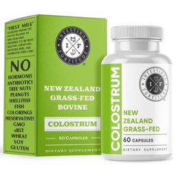 Fortitude intestinale 100% Grass Fed New Zealand Cows Colostrum Capsules, Grassfed, Hormone Free, GMO Free, Optimal Gut Health and Immune System Support, Leaky Gut, IBD, 500 mg Capsules, 60 CT