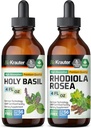 BIO KRAUTER Teinture de Basilic Saint 4 Fl. Oz. & Rhodiola Rosea Teinture 4 Fl. Oz.