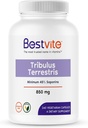 BESTVITE Tribulus Terrestris 850mg par gélule (240 Capsules végétariennes) - Extrait normalisé - Min 45% Saponines - Pas de stéarate - Pas de dioxyde de silicone - Pas de remplissage - Vegan - Non OGM - Sans gluten