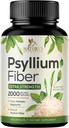 Psyllium Husk Poudre Capsules 2000mg, Natural Daily Soluble & Insoluble Fibre Pills, Psyllium Husk Fibre Supplément Soutient Digestion Colon Santé et régularité, Supplément à base de plantes - 180 Capsules