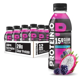 Boissons d'hydratation Protein2o - 2-en-1 liquide clair de lactosérum protéinique isolat et électrolyte boisson - 15g de protéines, vitamines B5, B6 - Récupération après l'entraînement - 16,9 Fl Oz - 12 Comte de fruits Dragon