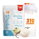 310 Nutrition All-in-One Meal Replacement Shake Powder w/Shaker Cup Starter Kit - Haute protéine fibre riche mélange de superaliments végétaliens - sans sucre, Keto & Paleo Friendly, Faible Carb - Vanilla Creme 14 srv