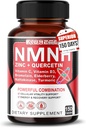 NMNH 600 mg avec Zinc, Quercetine, Vitamine D3, Elderberry & Nattokinase – Daily Cellular Wellness & Healthy Aging Support – 150 Capsules – Fabriqué aux États-Unis