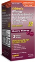 TARO anti-allergie pour les enfants 12HR anti-fuite liquide anti-histaminique, saveur de baie, sans alcool, sans colorant et sans sucre, Fexofenadine HCl (4 oz)