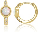 14K Or plaqué 925 Argent Sterling Création boucles d'oreilles blanc Opal Huggie Hoop
