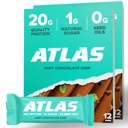 Atlas Protein Bar, 20g de protéines, 1g de sucre, ingrédients propres, sans gluten, croustilles de chocolat à la menthe (12 Compte, paquet de 2)