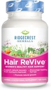 RidgeCrest Herbals Hair ReVive, complément de cheveux nutritionnel avec vitamine C, biotine (6000mcg), zinc et cuivre, vitamines capillaires pour les femmes pour soutenir les cheveux, la peau et les ongles sains (120 capsules, 30 portions)