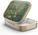 Pill Case Pill Box with Mirror Retro 2 Compartiment Petite Pill Case for Purse or Pocket Bronze Pill Box or Vitamines, Huile de poisson, Suppléments, Pill Containe Travel Gifts (Vangogh Art)
