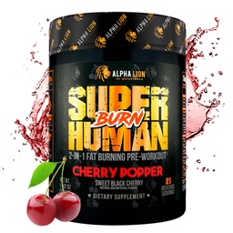 ALPHA LION Superhumain Burn – 2 en 1 Métabolisme Booster avant l'entraînement et Thermogénique Fat Burner pour les hommes – Suppresseur de l'appétit et supplément de perte de poids (21 portions, cerise noire douce saveur)