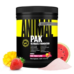 Pak animal - Poudre de vitamines et suppléments tout-en-un - Zinc, vitamines C, B, D, acides aminés, soutien immunitaire, enzymes digestives et plus - Multivitamine quotidienne pour les femmes et les hommes - 60 scoops